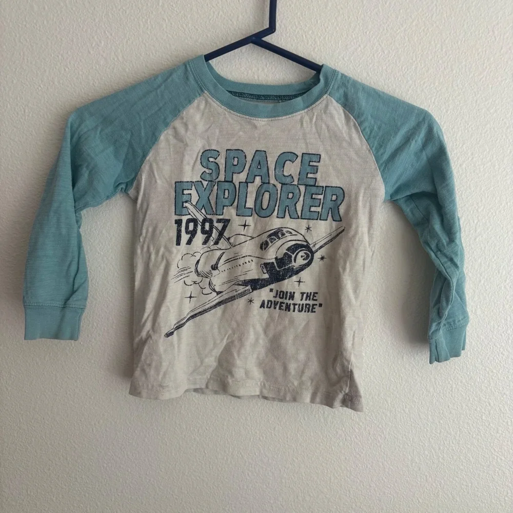 Carters Toddler Boys Space Explorer 1997 Raglan Long Sleeve Graphic Tee 4T Teal